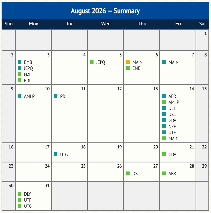 Income Calendar monthly calendar detail view